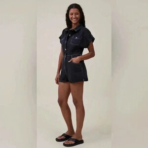 COTTON ON Women’s Denim Playsuit Shorts Midnight Haze 100% Cotton - Sizes 2/4/6
